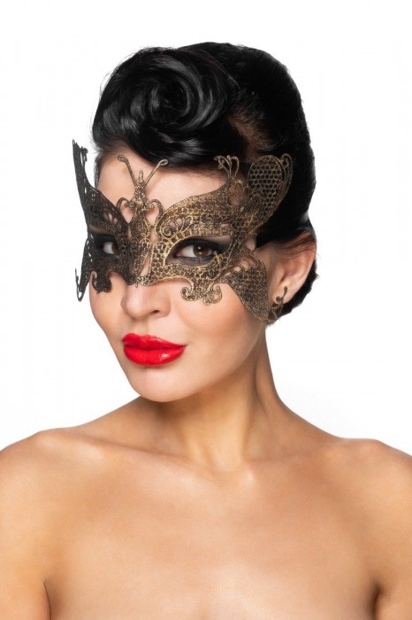 Золотистая карнавальная маска  Турайс - Джага-Джага купить с доставкой