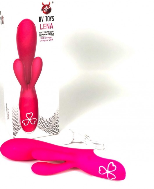 Ярко-розовый вибратор-кролик Lena - 20,5 см. - NV Toys