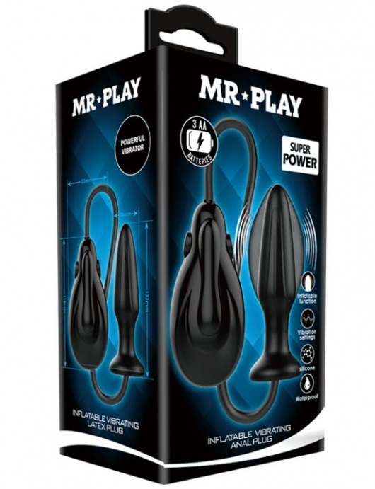Черная анальная расширяющаяся вибропробка Mr.Play - 13,5 см. - Baile