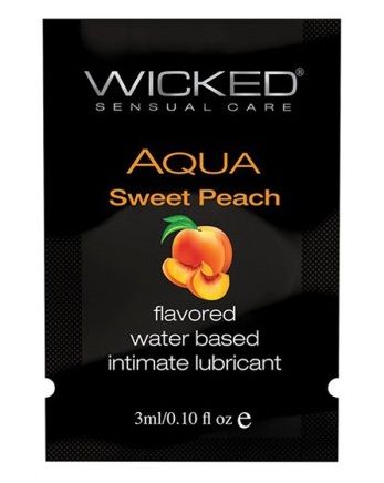 Лубрикант с ароматом спелого персика WICKED AQUA Sweet Peach - 3 мл. - Wicked - купить с доставкой в Новосибирске