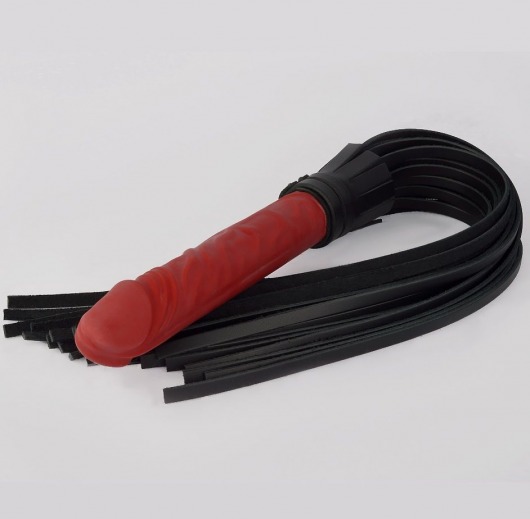 Черная плеть с красной ручкой-фаллоимитатором - 65 см. - Sitabella - купить с доставкой в Новосибирске