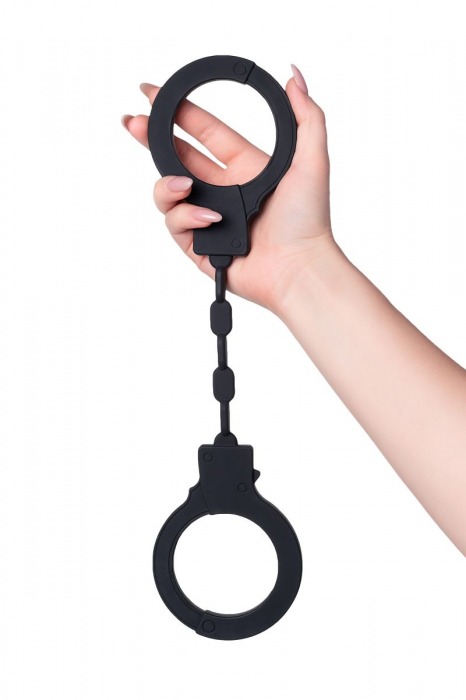 Черные силиконовые наручники  Штучки-дрючки - Штучки-дрючки - купить с доставкой в Новосибирске