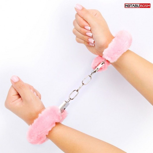 Металлические наручники с мягкой нежно-розовой опушкой - Bior toys - купить с доставкой в Новосибирске
