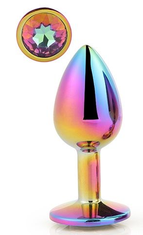 Голографическая анальная втулка с радужным кристаллом - 7,1 см. - Dream Toys - купить с доставкой в Новосибирске