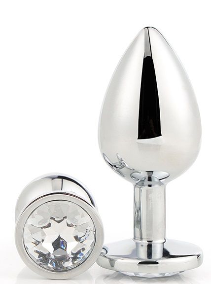 Серебристая анальная втулка с прозрачным кристаллом - 7,1 см. - Dream Toys - купить с доставкой в Новосибирске