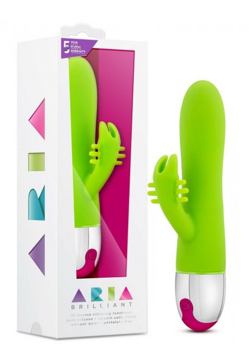 Лаймовый вибратор-кролик Brilliant - 19,5 см. - Blush Novelties