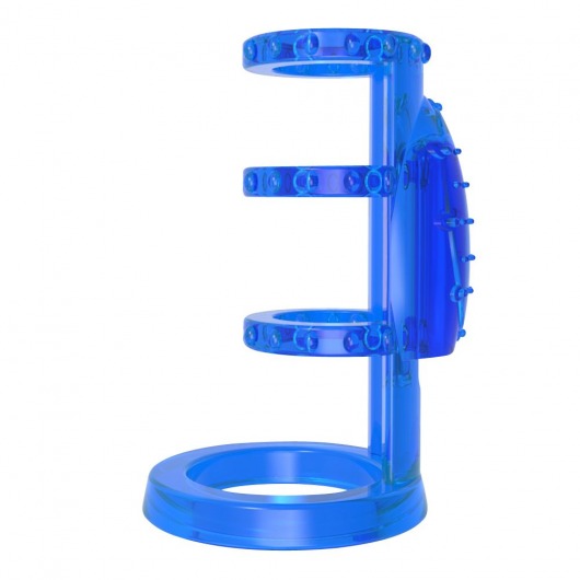 Синяя насадка-клетка с вибрацией Vibrating Cock Cage - 7,6 см. - Chisa - в Новосибирске купить с доставкой