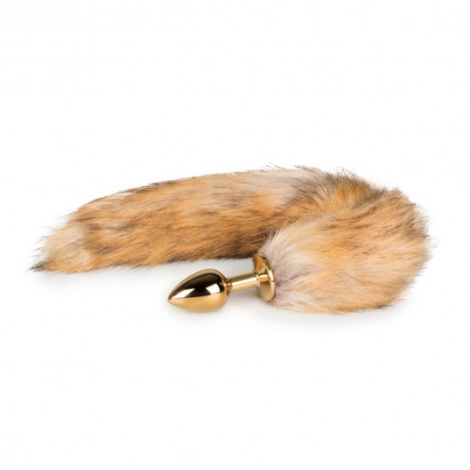 Золотистая анальная пробка с лисьим хвостом Fox Tail Plug - Easy toys - купить с доставкой в Новосибирске