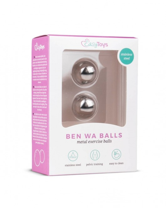 Серебристые вагинальные шарики Ben Wa Balls - Easy toys