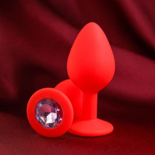 Красная анальная пробка с прозрачным кристаллом - 8 см. - Сима-Ленд - купить с доставкой в Новосибирске