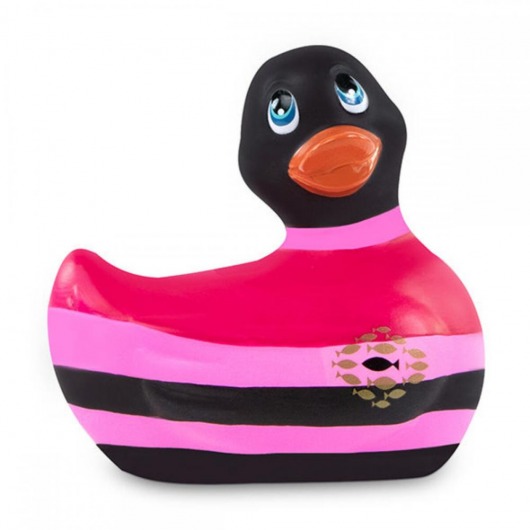 Вибратор-уточка I Rub My Duckie 2.0 Colors с черно-розовыми полосками - Big Teaze Toys - купить с доставкой в Новосибирске