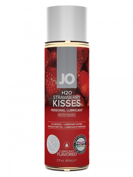 Лубрикант на водной основе с ароматом клубники JO Flavored Strawberry Kiss - 60 мл. - System JO - купить с доставкой в Новосибирске