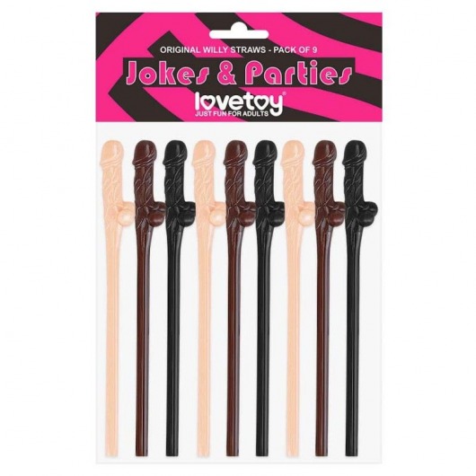 Разноцветные трубочки для коктейля в виде пенисов Willy Straws - 9 шт. - Lovetoy - купить с доставкой в Новосибирске