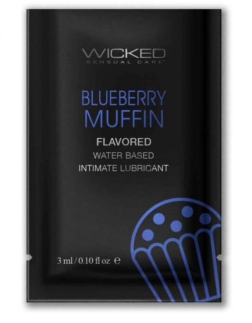 Лубрикант на водной основе с ароматом черничного маффина Wicked Aqua Blueberry Muffin - 3 мл. - Wicked - купить с доставкой в Новосибирске