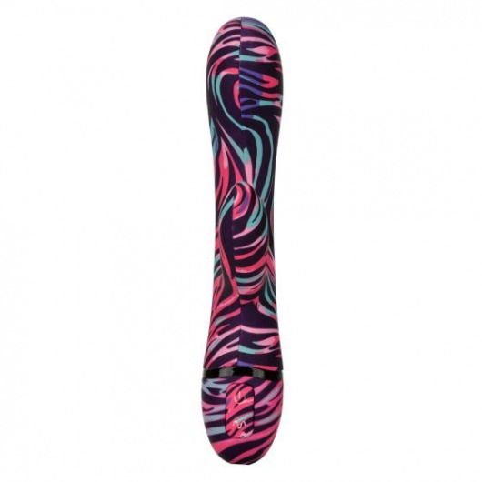 Черный вибратор-кролик Menage à Moi Dual Wand с ярким принтом - 21 см. - California Exotic Novelties