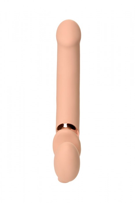 Телесный безремневой вибрострапон Vibrating Bendable Strap-On L - Strap-on-me - купить с доставкой в Новосибирске