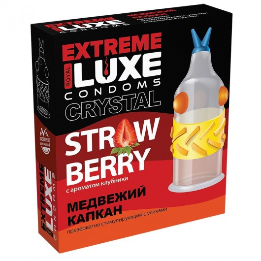 Стимулирующий презерватив  Медвежий капкан  с ароматом клубники - 1 шт. - Luxe - купить с доставкой в Новосибирске