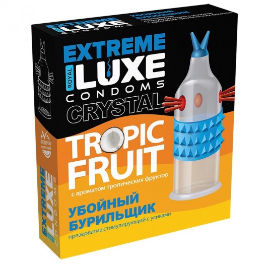 Стимулирующий презерватив  Убойный бурильщик  с ароматом тропических фруктов - 1 шт. - Luxe - купить с доставкой в Новосибирске