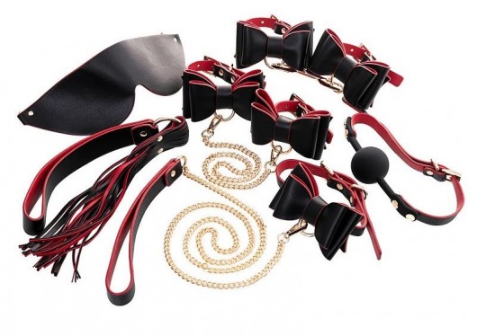 Черно-красный бондажный набор Bow-tie - ToyFa - купить с доставкой в Новосибирске