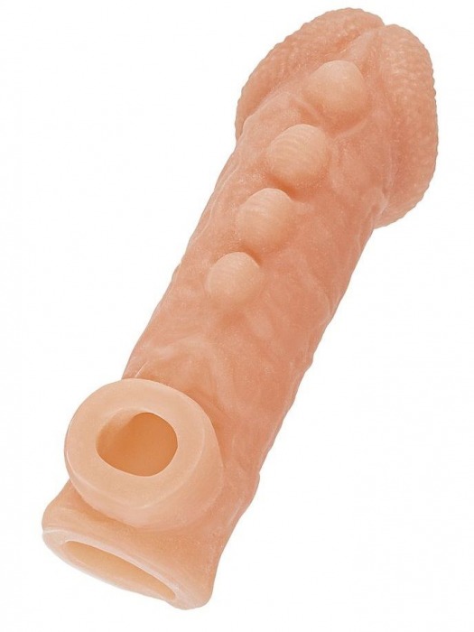 Телесная закрытая насадка с шишечками Cock Sleeve Size S - 13,8 см. - KOKOS - в Новосибирске купить с доставкой