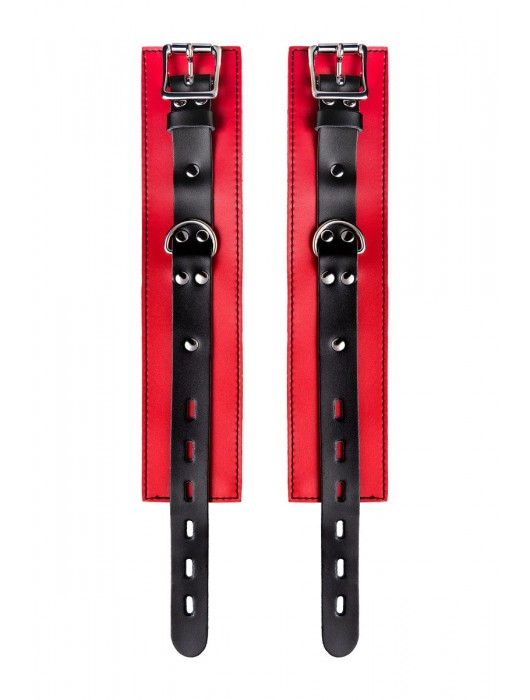 Красно-черные оковы на ноги из кожи - ToyFa - купить с доставкой в Новосибирске