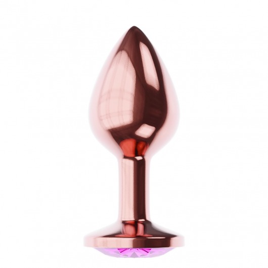 Пробка цвета розового золота с лиловым кристаллом Diamond Quartz Shine L - 8,3 см. - Lola Games - купить с доставкой в Новосибирске