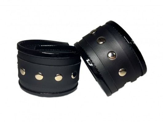 Черные наручники из эко-кожи - БДСМ Арсенал - купить с доставкой в Новосибирске