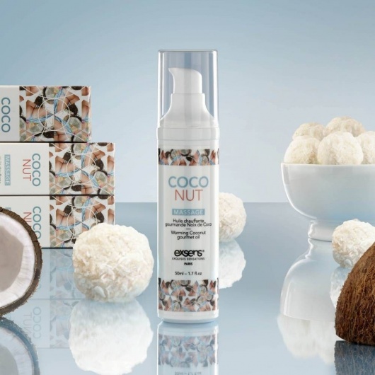 Разогревающее массажное масло с ароматом кокоса Gourmet Coconut - 50 мл. - Exsens - купить с доставкой в Новосибирске