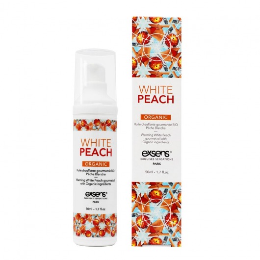Разогревающее массажное масло Gourmet White Peach Organic с органическими ингредиентами - 50 мл. - Exsens - купить с доставкой в Новосибирске