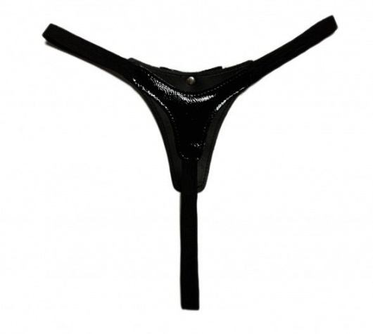Черные лаковые трусики-стринги с бантиком - БДСМ Арсенал купить с доставкой