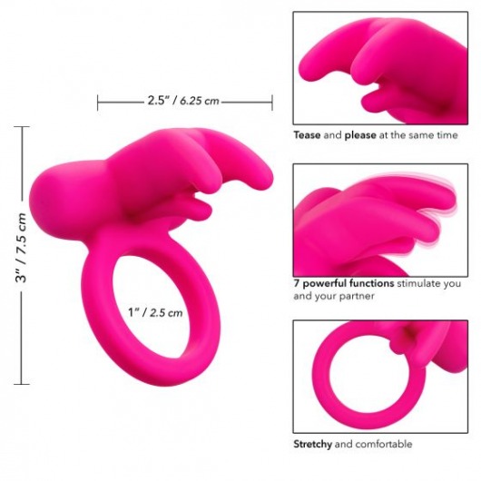 Розовое перезаряжаемое кольцо Silicone Rechargeable Triple Clit Flicker - California Exotic Novelties - в Новосибирске купить с доставкой