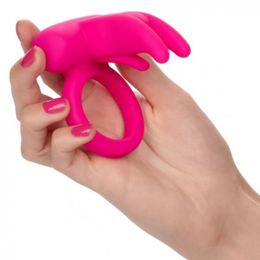 Розовое перезаряжаемое кольцо Silicone Rechargeable Triple Clit Flicker - California Exotic Novelties - в Новосибирске купить с доставкой