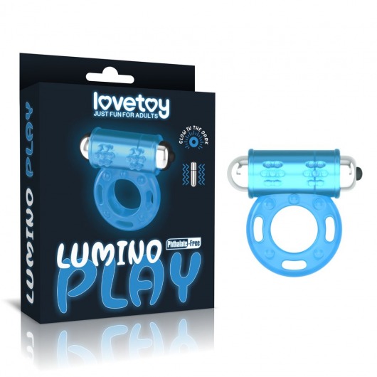 Голубое, светящееся в темноте эрекционное виброкольцо Lumino Play Vibrating Penis Ring - Lovetoy - в Новосибирске купить с доставкой