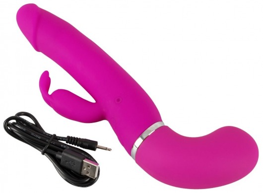 Лиловый вибратор-кролик с функцией сквирта Cumshot Rabbit Vibrator - 24 см. - Orion