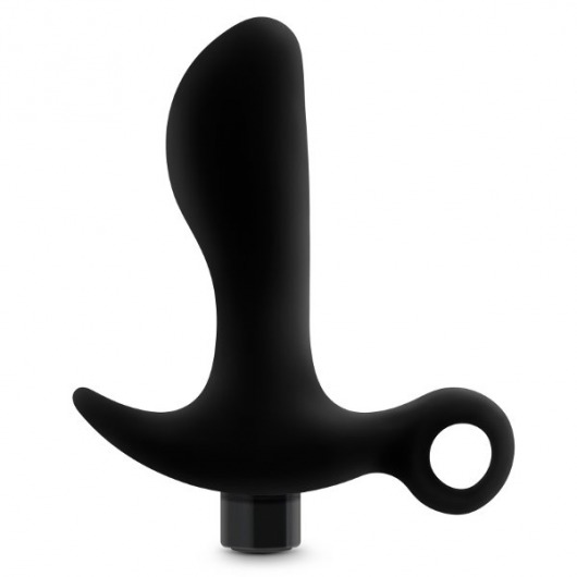 Черный анальный вибратор Silicone Vibrating Prostate Massager 01 - 10,8 см. - Blush Novelties - в Новосибирске купить с доставкой