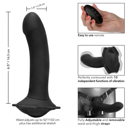 Черный женский страпон с вибрацией Me2 Remote Rumbler - 16,5 см. - California Exotic Novelties - купить с доставкой в Новосибирске