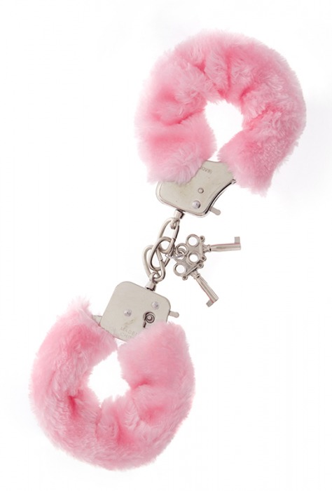 Металлические наручники с розовой меховой опушкой METAL HANDCUFF WITH PLUSH PINK - Dream Toys - купить с доставкой в Новосибирске