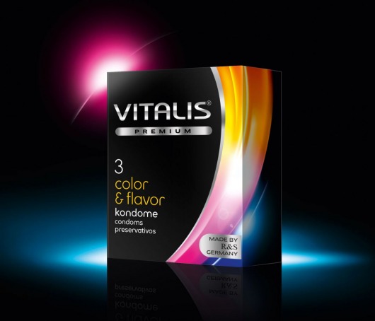 Цветные ароматизированные презервативы VITALIS PREMIUM color   flavor - 3 шт. - Vitalis - купить с доставкой в Новосибирске