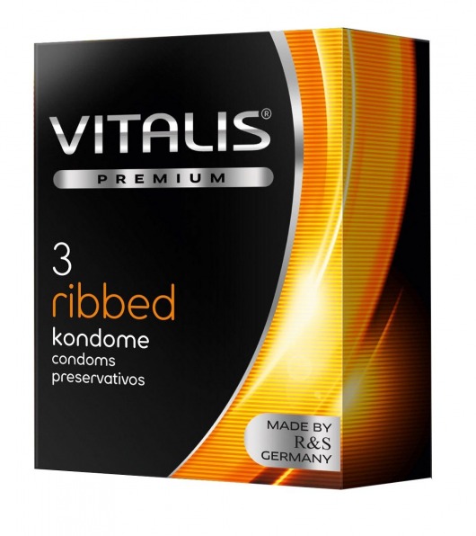 Ребристые презервативы VITALIS PREMIUM ribbed - 3 шт. - Vitalis - купить с доставкой в Новосибирске