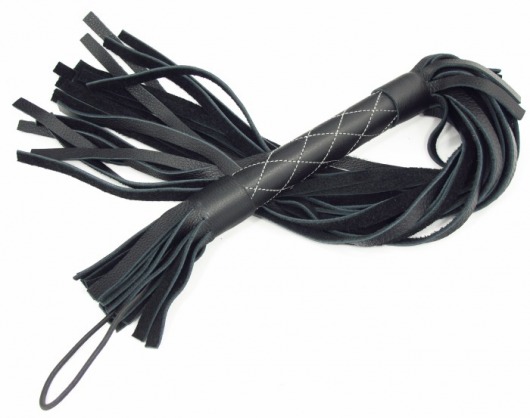 Аккуратная чёрная плетка  из натуральной кожи - БДСМ Арсенал - купить с доставкой в Новосибирске