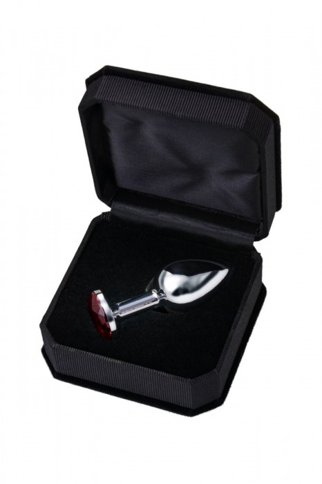 Малая серебристая анальная втулка с красным кристаллом - 6 см. - ToyFa - купить с доставкой в Новосибирске