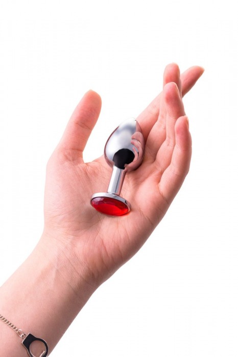 Малая серебристая анальная втулка с красным кристаллом - 6 см. - ToyFa - купить с доставкой в Новосибирске