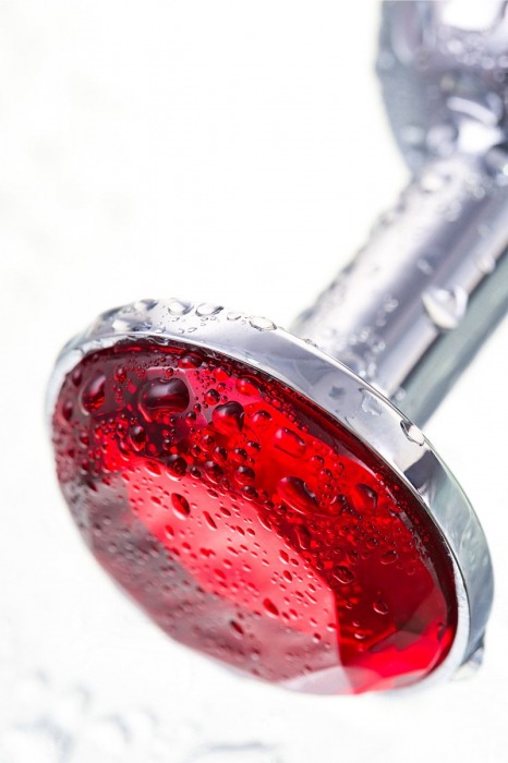 Малая серебристая анальная втулка с красным кристаллом - 6 см. - ToyFa - купить с доставкой в Новосибирске