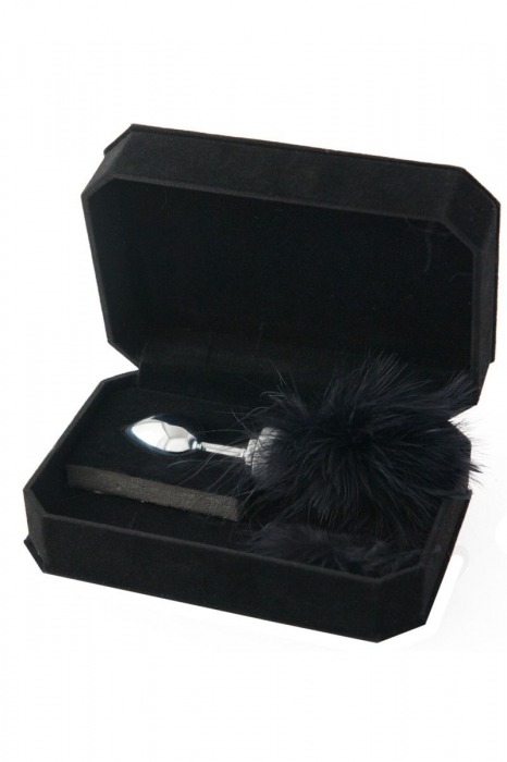 Малая анальная втулка с черной опушкой - 8,5 см. - ToyFa