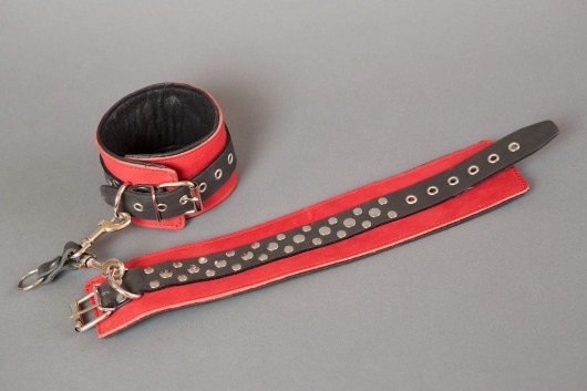 Красные кожаные наручники на мягкой подкладке - Подиум - купить с доставкой в Новосибирске