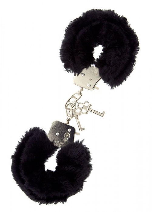 Металлические наручники с чёрной меховой опушкой - Dream Toys - купить с доставкой в Новосибирске