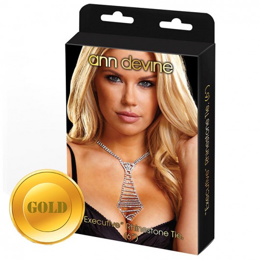 Галстук из золотистых кристаллов  EXECUTIVE  Rhinestone Tie - Ann Devine купить с доставкой