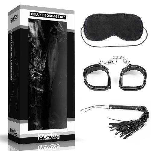 БДСМ-набор Deluxe Bondage Kit для игр: маска, наручники, плётка - Lovetoy - купить с доставкой в Новосибирске