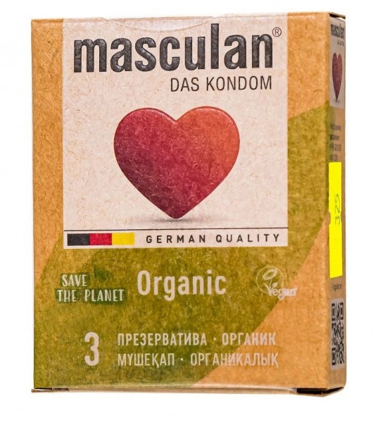 Экологически чистые презервативы Masculan Organic - 3 шт. - Masculan - купить с доставкой в Новосибирске