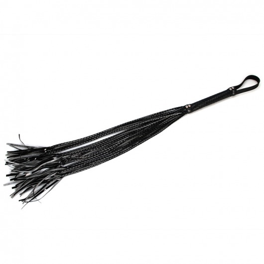 Чёрная плеть с лаковыми хвостиками - 79 см. - Lux Fetish - купить с доставкой в Новосибирске